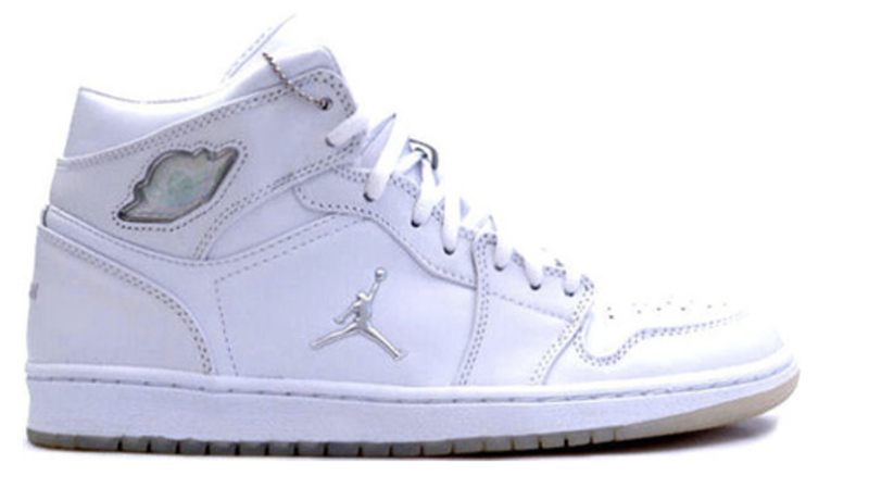 2002 Air Jordan 1  Retro White / Metallic Silver
